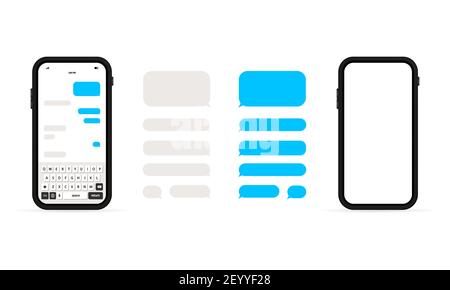 Chat mpck up. Send message. Conversation. Chatting sms template bubbles. Vector on isolated white background. EPS 10. Stock Vector