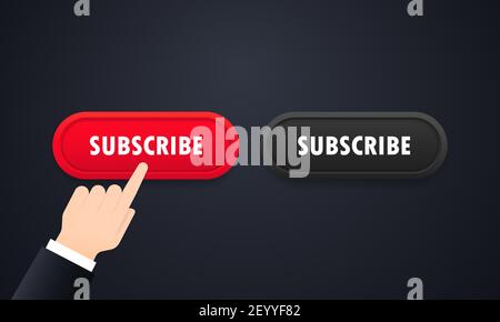 Subscribe button set. Chennel subscription. Social media concept. Vector on isolated white background. EPS 10. Stock Vector