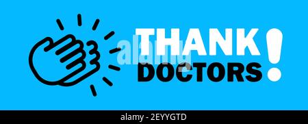 Thank you doctors and nurses working in the hospitals and fighting the coronavirus banner. Fight against covid-19 viruses. Doctor is a hero. Vector on Stock Vector