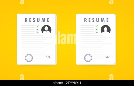 Resume icon set. Searching job. Vector on isolated white background. EPS 10. Stock Vector