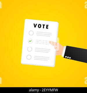 Vote form banner. Voting bulletin. Vector on isolated background. EPS 10. Stock Vector