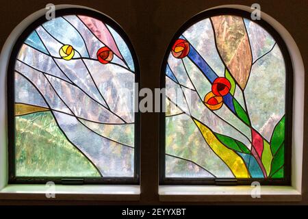 Stained glass with flowers Stock Photo