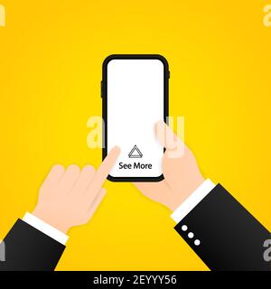 Swipe up to see more on smartphone. Social media concept. Vector on isolated background. EPS 10. Stock Vector