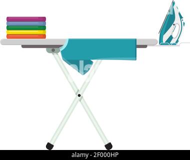 Ironing Board with clothes and iron Stock Vector