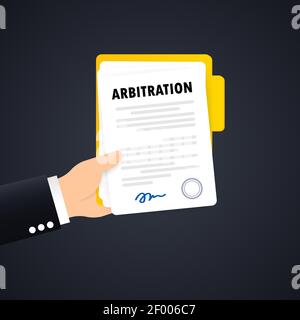 Arbitration agreement illustration. Legal resolution conflict. Vector on isolated background. EPS 10. Stock Vector