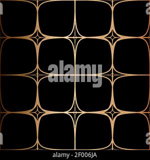 Abstract vector geometric seamless golden pattern. Blue background. Stock Vector
