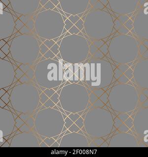 Abstract vector ornamental seamless golden pattern. Gray background. Stock Vector
