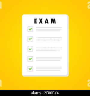 Exam form banner. Online test. Education. Examination concept. Vector on isolated white background. EPS 10. Stock Vector