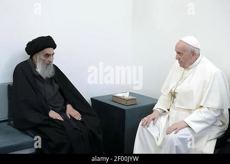 Najaf, Iraq. 06th Mar, 2021. Pope Francis (not Shown) Meets With Iraq's ...