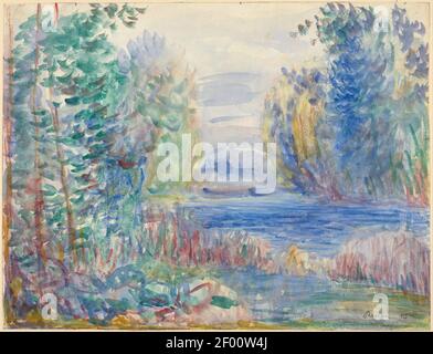 Pierre-Auguste Renoir - River Landscape, 1890 Stock Photo