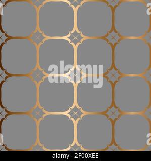 Abstract vector ornamental seamless golden pattern. Gray background. Stock Vector
