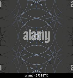 Abstract vector ornamental geometric seamless silver pattern. Dark gray, graphite, black background. Stock Vector