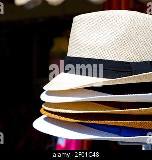 Old panama hat in the background Stock Photo