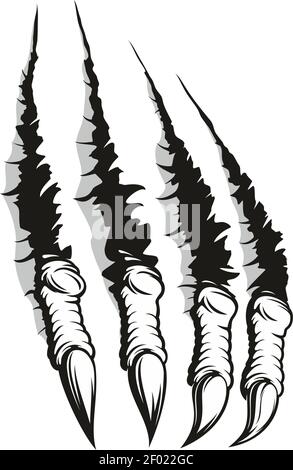 Claws scratch marks, torn slashes background. Vector wild animal or monster claw nails Stock Vector