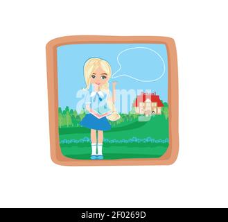sweet girl going to school Stock Vector