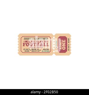 American football game retro ticket isolated vector icon. Angels vs Legionnaires championship cup sport match admit one coupon template. competition e Stock Vector