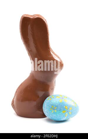 Chocolate Easter Bunny Isolated on a White Background Stock Photo