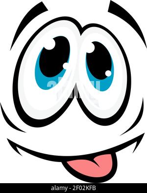 Emoji showing tongue isolated face. Vector happy facial expression of emoticon, teasing character Stock Vector