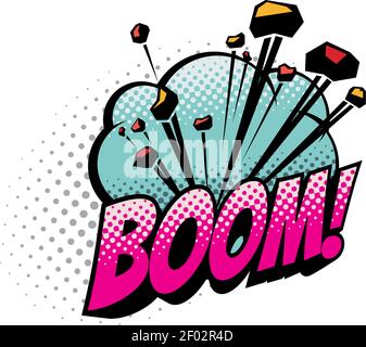 Comic sound blast, bubble chat cartoon icon. Vector Boom sound blast, explosion cloud, superhero comic book pop art bubble Stock Vector