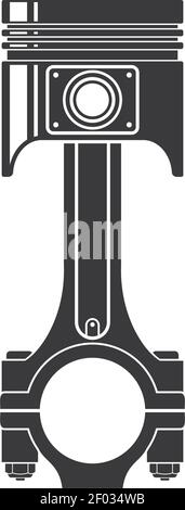 Vehicle engine piston, car spare part icon. Vector isolated automobile piston, auto service center accessory Stock Vector