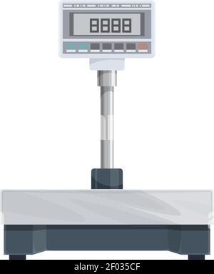 Post office digital scale isolated icon, warehouse weighting postal cargo scales vector Stock Vector