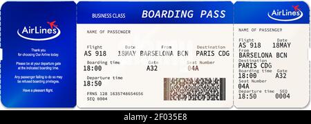 Ticket from Paris to Los Angeles isolated boarding pass. Vector checkin on airplane, travel document Stock Vector