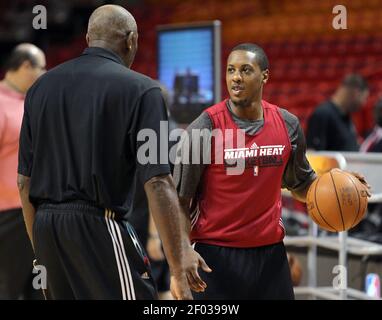 Miami Heat assistant coach Bob McAdoo, from left, forward LeBron