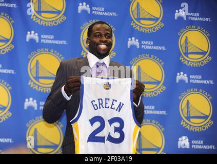 Golden State Warriors draft picks Jeremy Tyler, from left, Klay