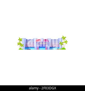 Building of casino disorderly gaming house isolated icon. Vector leisure entertainment club facade exterior, city infrastructure construction. Gamblin Stock Vector