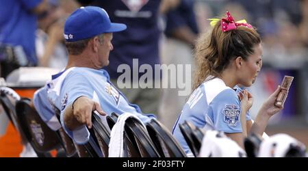 George Brett, Kansas City Royals Vice President of Baseball Operations,  waits to take part in opening day ceremonies against the Cleveland  Guardians in a baseball game, Thursday, April 7, 2022 in Kansas