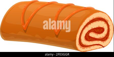 Sweet roll with jam isolated cake. Vector slice biscuit, bakery food with jelly Stock Vector