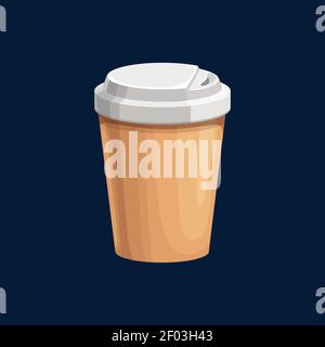 Disposable coffee cup with lid isolated package template. Vector tea or cocoa cup with cover, plastic or paper packaging, glass of coffee. Takeaway dr Stock Vector