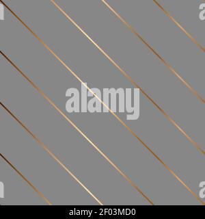 Abstract vector geometric seamless golden pattern with diagonal stripes. Gray background. Stock Vector