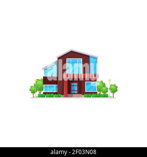 Patio facade exterior isolated chalet building, house to have relax and rest. Vector contemporary building country style architecture. Facade of moder Stock Vector