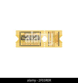 Train ticket from Lancaster to Baltimore isolated yellow control pass template. Vector railroad travel ticket with mention of price and paid baggage, Stock Vector