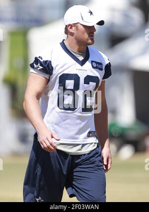 Dallas Cowboys tight end Jason Witten (82) walks the sidelines during an  organized team activity at its NFL football training facility in Frisco,  Texas, Wednesday, May 29, 2019. (AP Photo/Ron Jenkins Stock