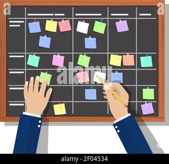 Calendar schedule board with collaboration plan, Stock Vector