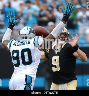 Carolina Panthers defensive end Amare Barno (90) during an NFL football  game against the Carolina Panthers Sunday, Oct. 30, 2022, in Atlanta. (AP  Photo/John Amis Stock Photo - Alamy