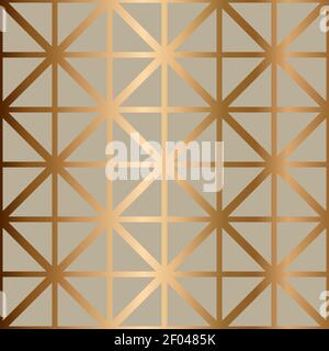 Luxury golden metal gradient gray background with geometric seamless pattern Stock Vector