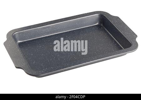 cheap thin oven-tray isolated on white background, new and empty Stock Photo