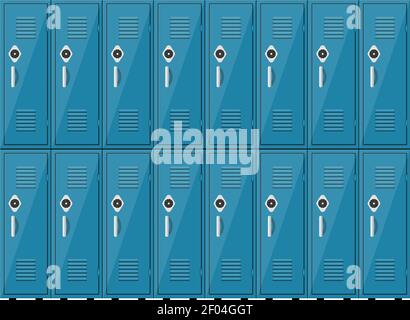 Empty blue school lockers Stock Vector