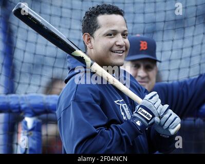 Detroit Tigers' Miguel Cabrera during spring training action against the  Cincinnati Reds in Sarasota, Fla., Monday, March 17, 2008. (AP Photo/Gene  J. Puskar Stock Photo - Alamy