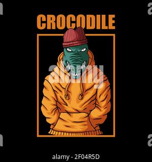 CROCODILE FASHION VECTOR ILLUSTRATION FOR YOUR COMPANY OR BRAND Stock Vector