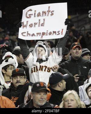 San Francisco Giants and fans celebrate after winning baseball's World  Series against the Texas Rangers 3-1 Monday, Nov. 1, 2010, in Arlington,  Texas. (AP Photo/Eric Gay Stock Photo - Alamy