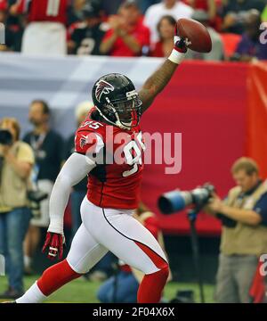 Atlanta Falcons defensive lineman Jonathan Bullard (99) smiles as he walks  off the field after defeating the Miami Dolphins during an NFL football  game, Sunday Oct 24, 2021, in Miami Gardens, Fla. (