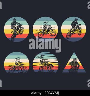 motocross collection retro vector illustration for your company or brand Stock Vector