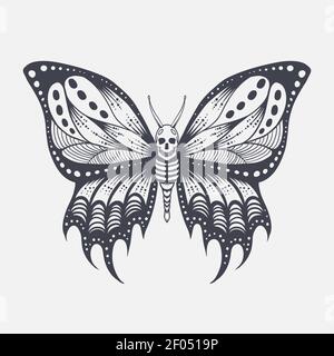 Skull butterfly vector illustration for your company or brand Stock Vector