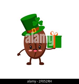 St Patrick day coffee bean icon isolated on white background. Stock Vector