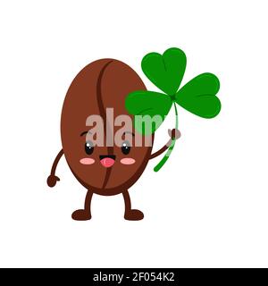 St Patrick day coffee bean boy icon isolated. Stock Vector