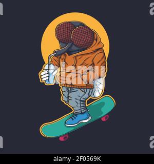 FLIES SKATEBOARD VECTOR ILLUSTRATION FOR YOUR COMPANY OR BRAND Stock Vector